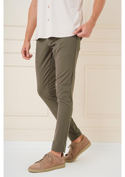 Slim Fit Yan Cepli Düz Esnek Casual Haki Pantolon P 1144 fırsatları