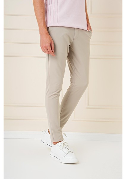 Slim Fit Yan Cepli Düz Esnek Casual Koyu Bej Pantolon P 1144 fırsatları