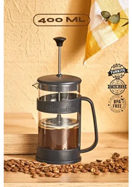 French Press - Dayanıklı Malzeme Filtre Kahve ve Bitki Çayı Demliği 400 ml fırsatları