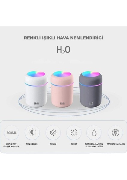 H2'o 300 ml Ulrasonik Oda-Araba-Ofis Hava Nemlendirici ve Aroma Difüzörü