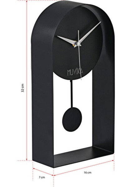 Masa Saati Sarkaçlı Metal Siyah Renk Sessiz Mekanizma Dekoratif Modern Tasarım 32X16CM Mms fırsatları