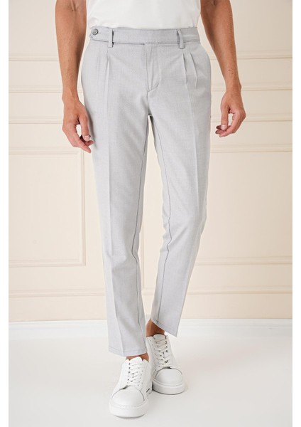 Comfort Fit Çift Pileli Dokulu Esnek Pamuk Gri Mavi Pantolon P 1158 fiyatları