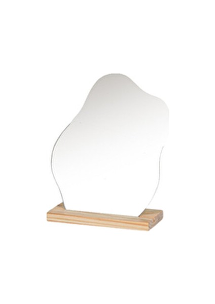 Düzensiz Estetik Asimetrik Ahşap Makyaj Aynası Çerçevesiz, Dekoratif Masa Oturma Odası, 21 x 17 cm indirimleri