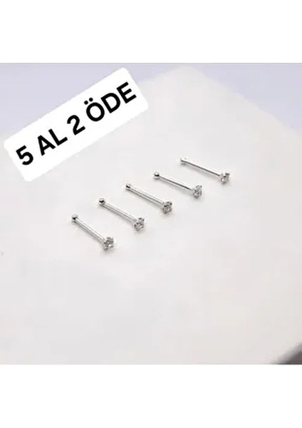 925 Ayar Gümüş ( Ekonomik 5 Adet )Yuvarlak Zirkon Taşlı 1,5 mm Hızma (5 Al 2 Öde)