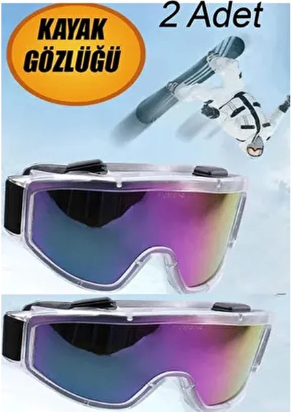 Kayak Gözlüğü Offroad Antifog Ventilli Korumalı Güneş Kar Gözlük Gökkuşağı Snowboard Glasses 2ADET.