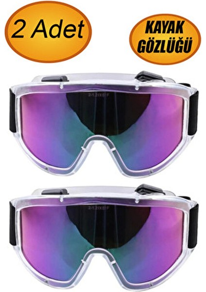Kayak Gözlüğü Offroad Antifog Ventilli Korumalı Güneş Kar Gözlük Gökkuşağı Snowboard Glasses 2ADET.