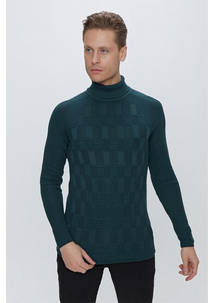 Tr 852 Slim Fit Zümrüt Yeşil Klasik Triko