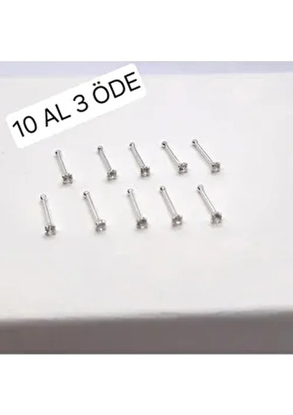 925 Ayar Gümüş ( Ekonomik 10 Adet )Yuvarlak Zirkon Taşlı 1,5 mm Hızma (10 Al 3 Öde)