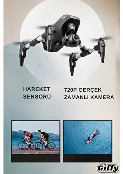 Oyuncak Mini Kameralı Başlangıç Drone Uzaktan Kumandalı Uygulama Kontrollü 720P Takla Atan Drone fiyatları