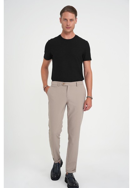 Comfort Fit Beli Lastikli Esnek Vizon Spor Pantolon P 1189