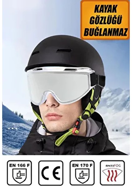 Kayak Gözlüğü Antifog Uv Korumalı Güneş Kar Şeffaf Snowboard Glasses Sporu.