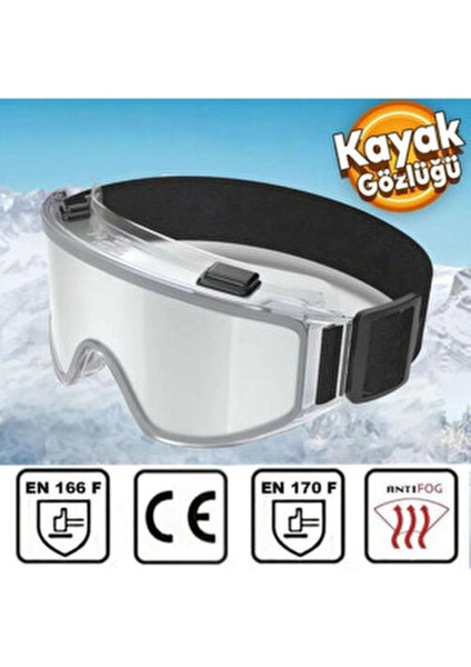 Kayak Gözlüğü Antifog Uv Korumalı Güneş Kar Şeffaf Snowboard Glasses Sporu.