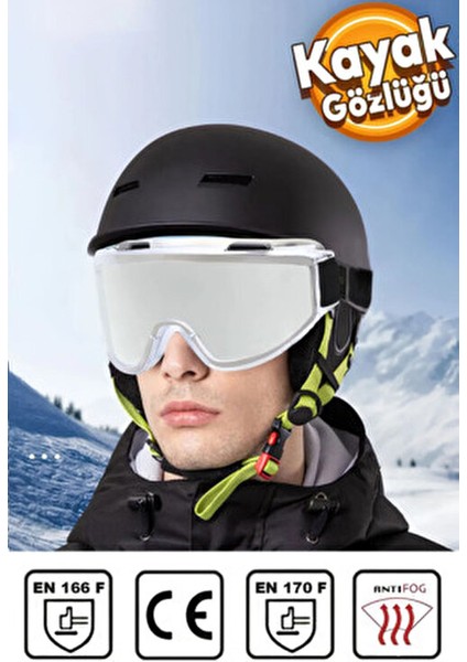 Kayak Gözlüğü Antifog Uv Korumalı Güneş Kar Şeffaf Snowboard Glasses Sporu.