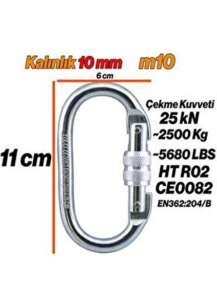 Oval Kilitli Karabina 10 mm Kanca Paslanmaz Çelik Kilit Tırmanma Kamp Ekipman Tırmanış Kilidi 5 Adet fiyatları