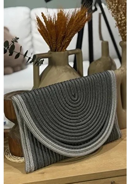 Kadın Hasır Zarf Portföy Clutch Çanta Elde Kullanıma Uygun Şık Tasarım