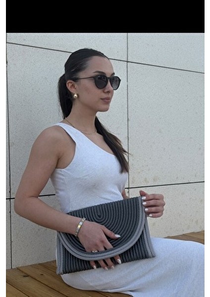 Kadın Hasır Zarf Portföy Clutch Çanta Elde Kullanıma Uygun Şık Tasarım indirimleri