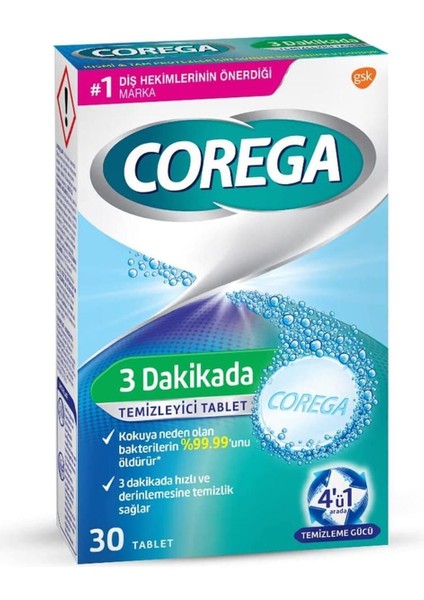 3 Dakikada Diş Protezi Temizleyici 30 Tablet