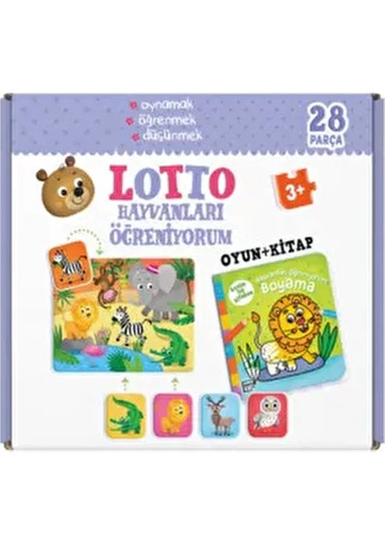 Hayvanları Öğreniyorum 28 Parça Puzzle (Oyun Boyama Kitabı)