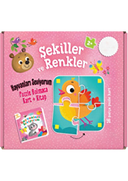 Şekiller ve Renkler Puzzle | Bulmaca Kart + Kitap 3+ Yaş Karton Çocuk