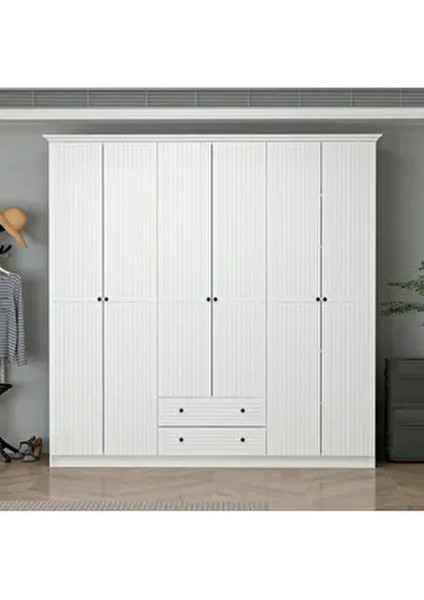 Bona Avangart 6 Mebran Kapaklı 2 Çekmeceli Gardırop - Beyaz