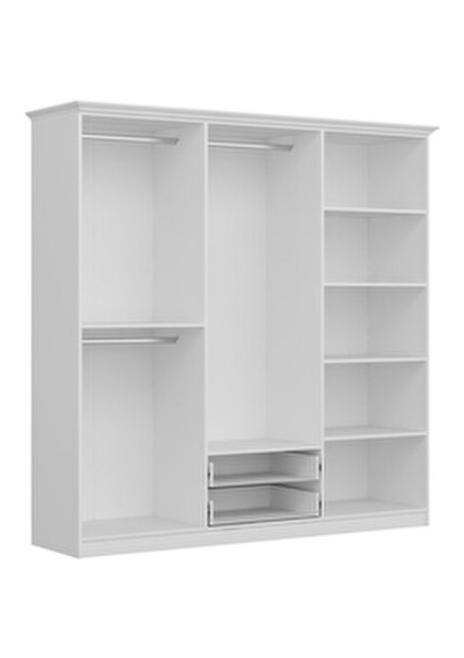 Bona Avangart 6 Mebran Kapaklı 2 Çekmeceli Gardırop - Beyaz