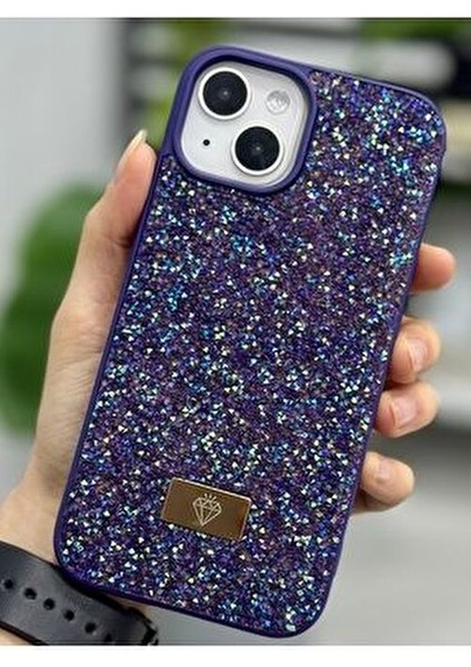 Iphone 13 - 14 ve 15 Uyumlu Elmastasarımlı Taşlı Işıltılı Parlak Pırlanta Silikon Kılıf