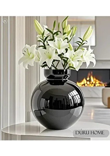 Dekoratif Özel Tasarım Modern Şık Siyah Vazo 22*24*11