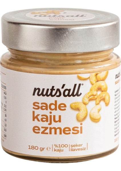 Premium Kaju Ezmesi Katkısız ve Koruyucusuz Lezzet 180g