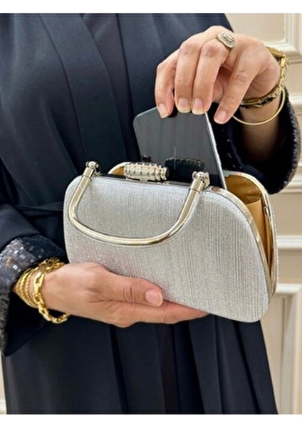 Kadın Simli Tutma Detaylı Abiye Omuz Çantası