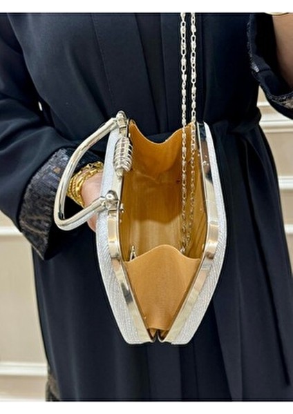 Kadın Simli Tutma Detaylı Abiye Omuz Çantası