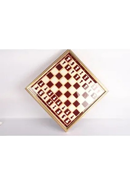 Kahve Beyaz Desenli Altın Detaylı Cam Santraç Takımı Gold Eskitme Çerçeveli 45X45 cm - DK-5650 fiyatları