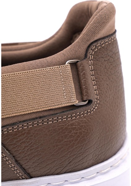 Bağcıklı Yandan Lastikli Kalın Eva Taban Bej Deri Sneaker Ayakkabı 2025-7 fırsatları