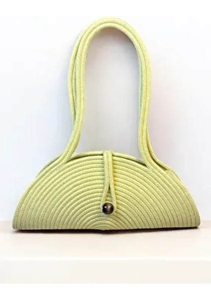 Mia Hasır Görünümlü Kadın Çantası Doğal Ahşap Boncuk Detaylı 40 cm Uzun Askılı modelleri