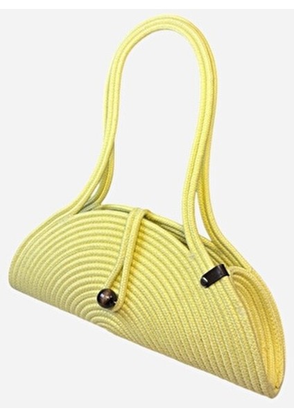 Mia Hasır Görünümlü Kadın Çantası Doğal Ahşap Boncuk Detaylı 40 cm Uzun Askılı indirimleri