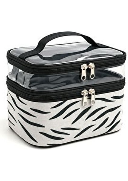 Kadın Makyaj Çantası Iki Geniş Bölmeli Askılı Katlanabilir Bakım Seyahat Organizer Makyaj Çantası