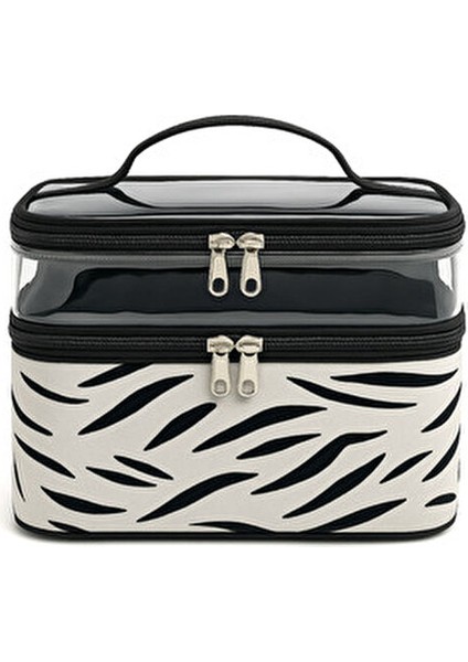 Kadın Makyaj Çantası Iki Geniş Bölmeli Askılı Katlanabilir Bakım Seyahat Organizer Makyaj Çantası fırsatları