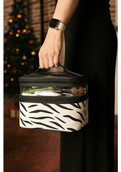 Kadın Makyaj Çantası Iki Geniş Bölmeli Askılı Katlanabilir Bakım Seyahat Organizer Makyaj Çantası indirimleri