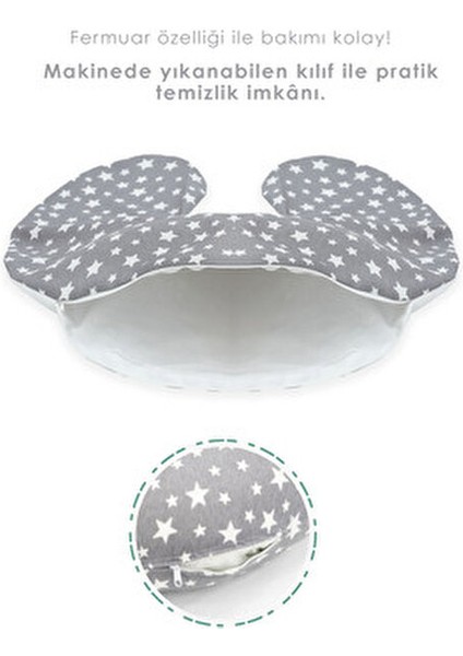 Kılıf, Çift Taraflı Emzirme Yastığı Kılıfı/bebek Destek Minderi Kılıfı,pamuklu Kumaş,stars Desen,gri fiyatları