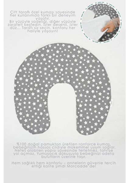 Kılıf, Çift Taraflı Emzirme Yastığı Kılıfı/bebek Destek Minderi Kılıfı,pamuklu Kumaş,stars Desen,gri fırsatları