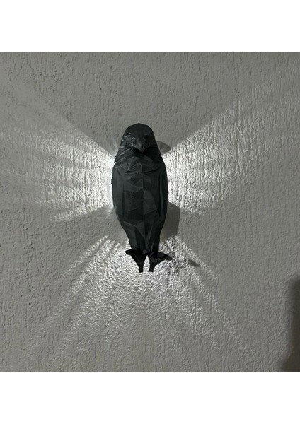 Kartal Temalı 3D Gece Lambası, Pilli, Beyaz Led, Siyah Renk