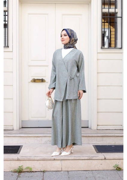 Kadın Tesettür Takım 2'li Kimono & Pantolon Takımı