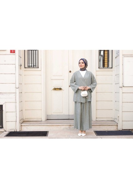 Kadın Tesettür Takım 2'li Kimono & Pantolon Takımı modelleri