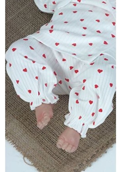 %100 Pamuk 5 Li Kırmızı Kalpli Fırfırlı Hastane Çıkışı Seti Unisex Kullanıma Uygun fiyatları