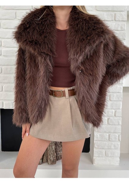 Kadın Premium Yakalı Ithal Suni Kürk