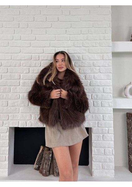 Kadın Premium Yakalı Ithal Suni Kürk