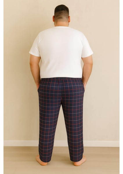 Erkek Desenli Büyük Beden % 100 Pamuk Cepli Tek Alt Laci-Mavi fiyatları