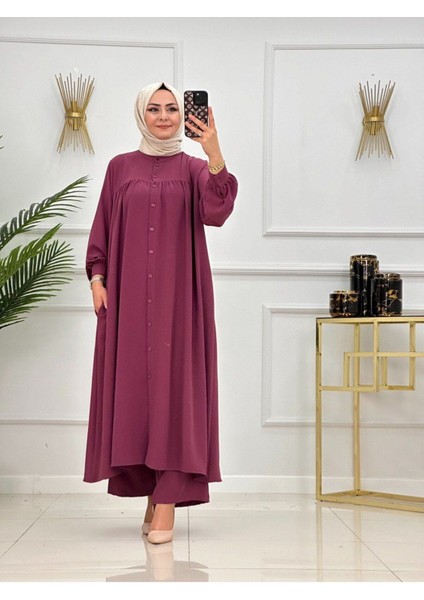 Kadın Tesettür Takım 2'li Uzun Tunik & Pantolon Takımı