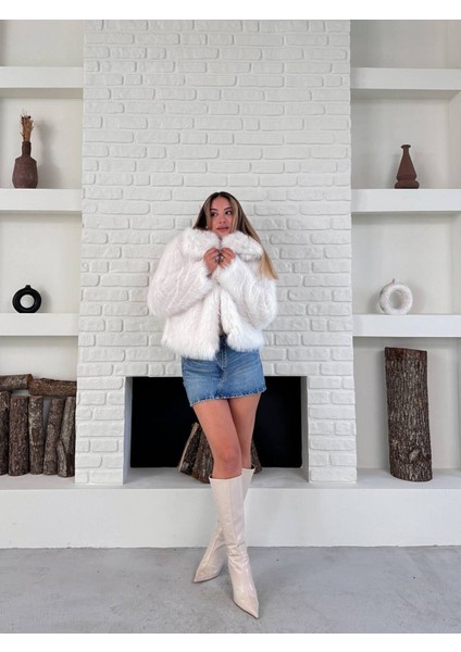 Kadın Premium Yakalı Ithal Suni Kürk