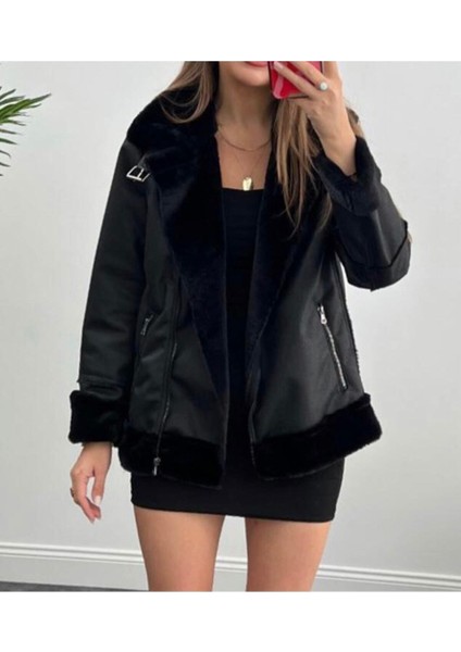 Içi Komple Kürklü Biker Hafif Mont