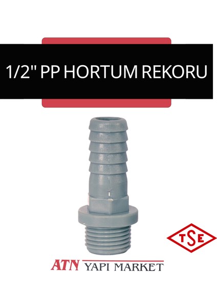 1/2" (20 Mm) Pp Hortum Rekoru – Plastik Erkek Dişli Hortum Bağlantı Aparatı